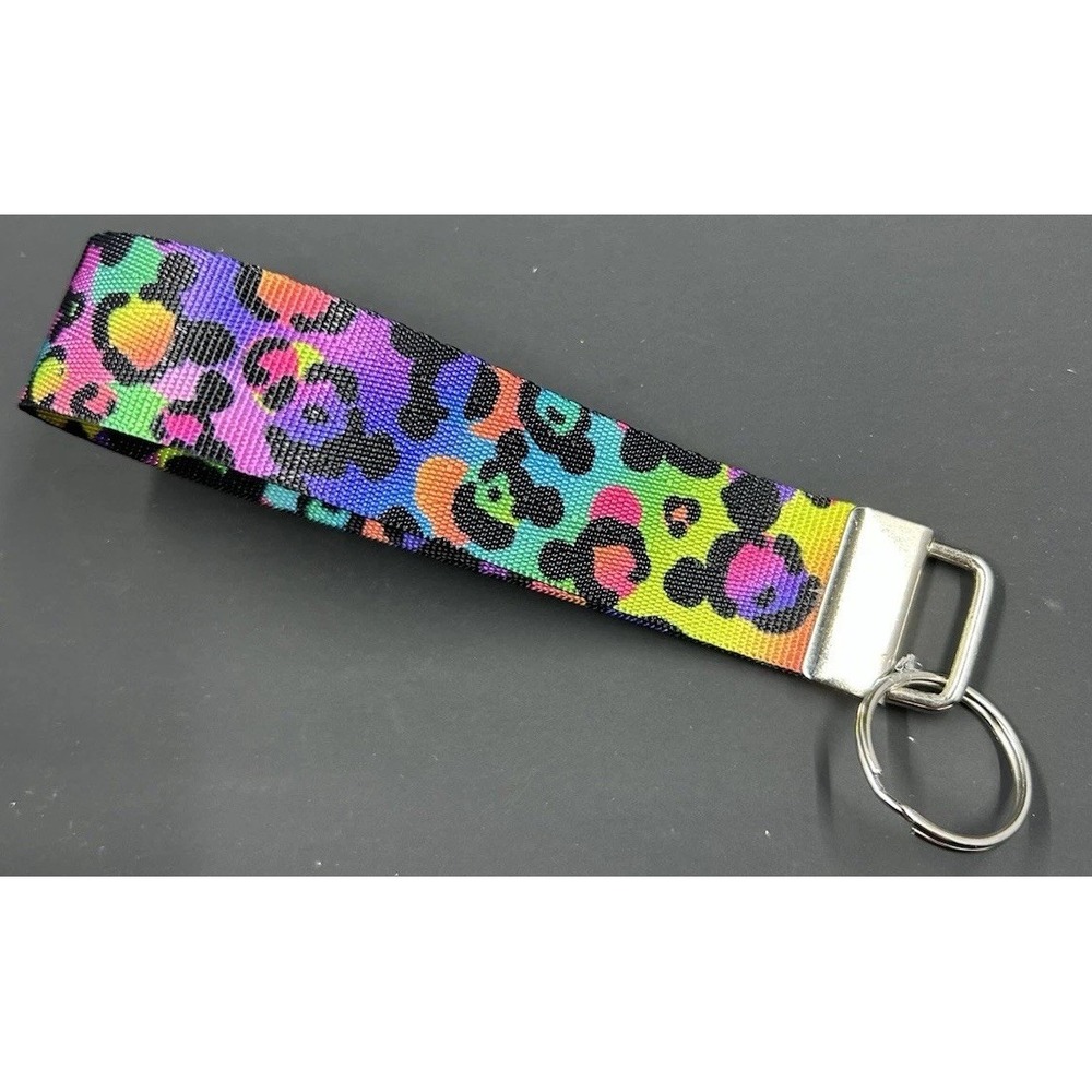 Mouse Head Leopard  Wristlet Holder Key Fob Zipper Pull Lanyard Strap 1" Wide‎